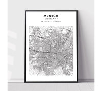 
              Munich, Germany Scandinavian Style Map Print 
            