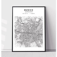 Munich, Germany Scandinavian Style Map Print 