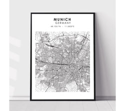 Munich, Germany Scandinavian Style Map Print 