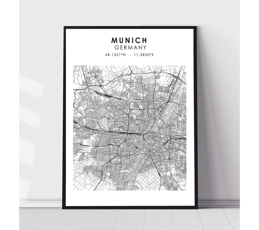 Munich, Germany Scandinavian Style Map Print 