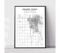 
              Grand Forks, North Dakota Scandinavian Map Print 
            