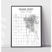 Grand Forks, North Dakota Scandinavian Map Print 