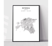 
              Estonia Scandinavian Style Map Print 
            