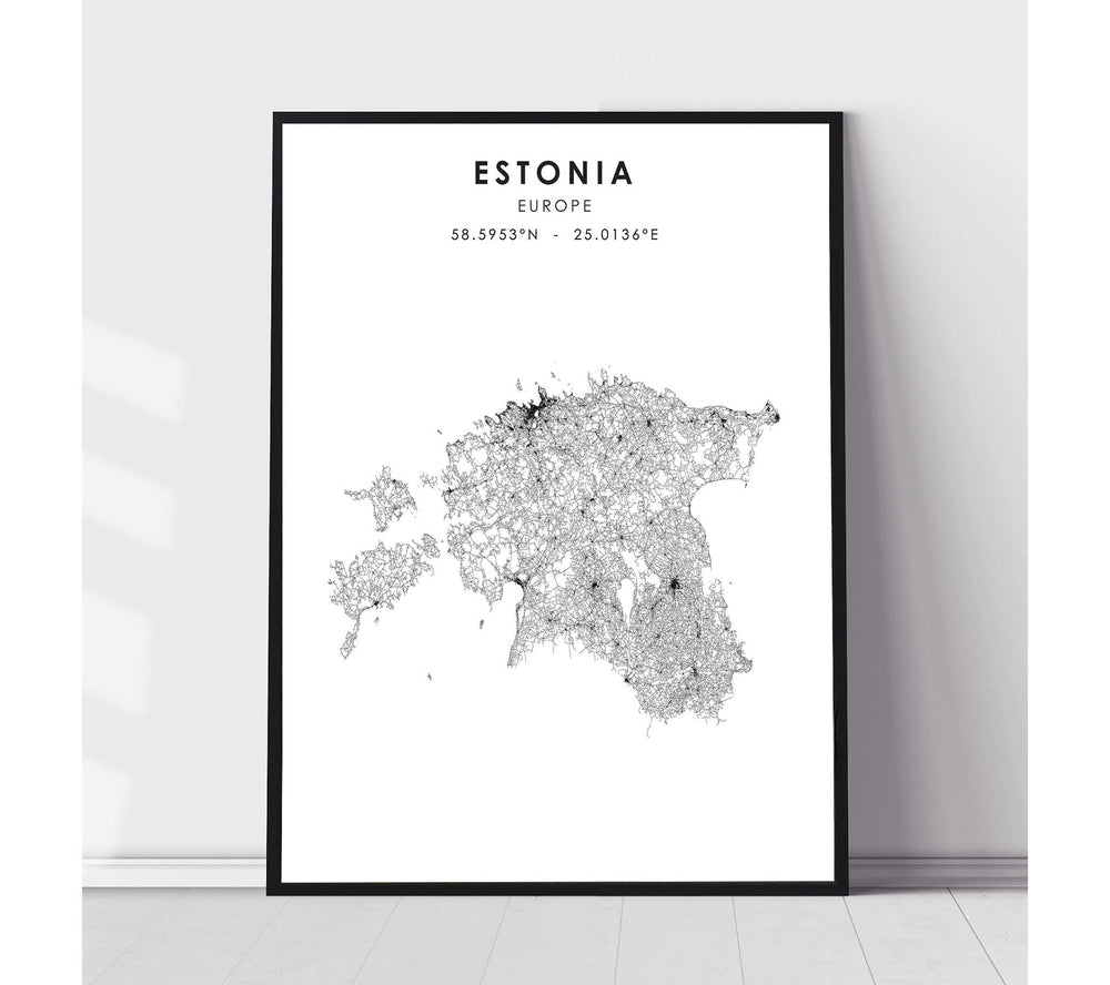 Estonia Scandinavian Style Map Print 