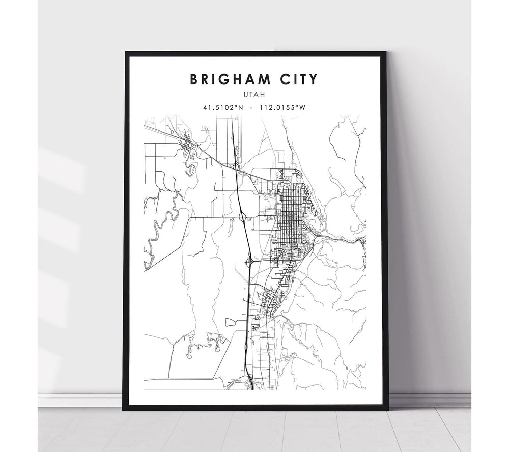 Brigham City, Utah Scandinavian Map Print 