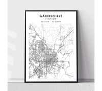 
              Gainesville, Florida Scandinavian Map Print 
            