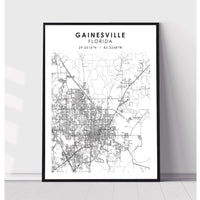 Gainesville, Florida Scandinavian Map Print 