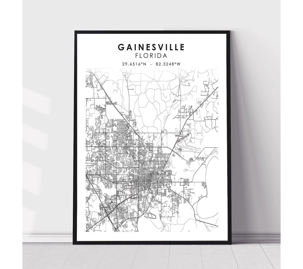 Gainesville, Florida Scandinavian Map Print 