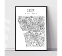 
              Porto, Portugal Scandinavian Style Map Print 
            