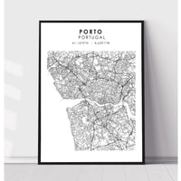 Porto, Portugal Scandinavian Style Map Print 