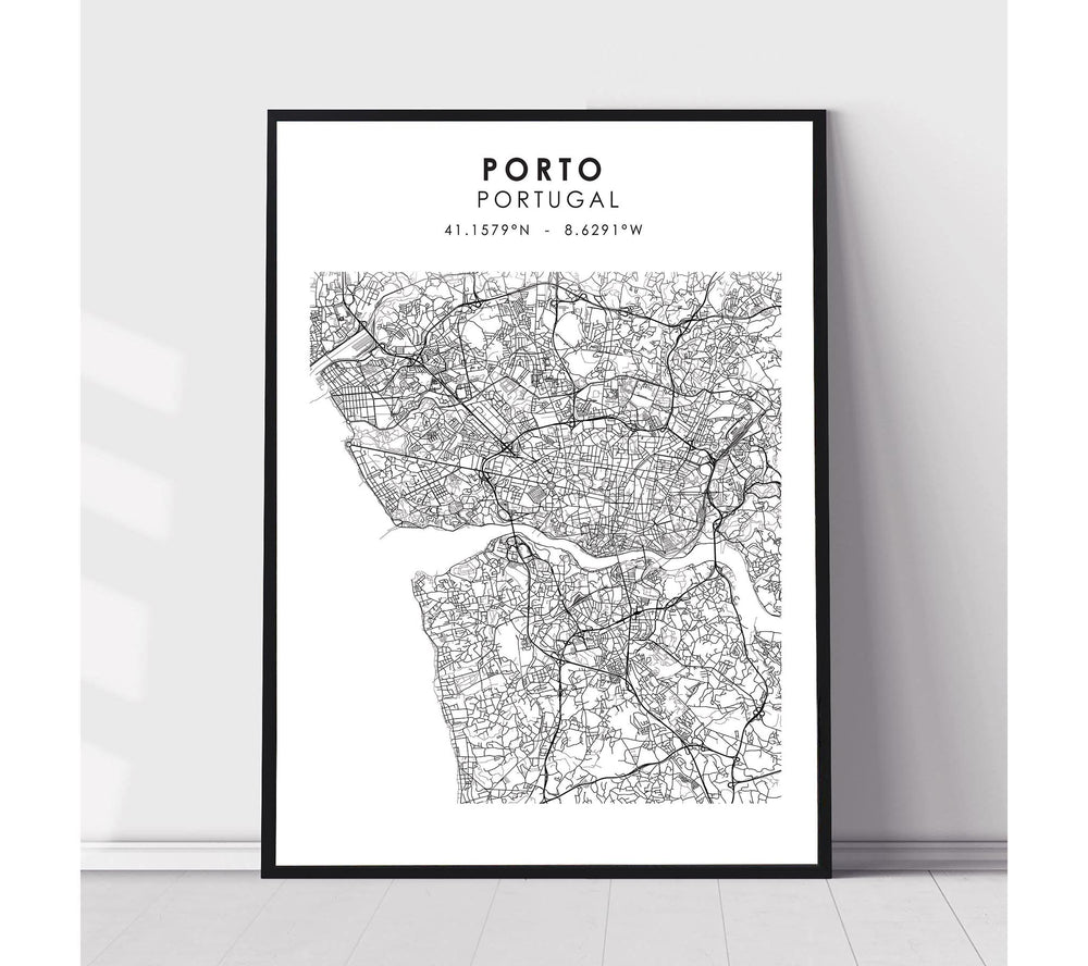 Porto, Portugal Scandinavian Style Map Print 