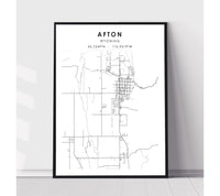 
              Afton, Wyoming Scandinavian Map Print 
            