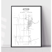 Afton, Wyoming Scandinavian Map Print 