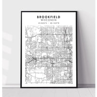 Brookfield, Wisconsin Scandinavian Map Print 