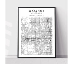 Brookfield, Wisconsin Scandinavian Map Print 