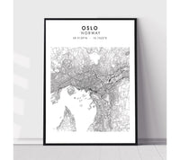 
              Oslo, Norway Scandinavian Style Map Print 
            