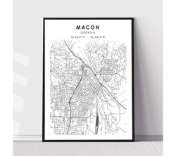 Macon, Georgia Scandinavian Map Print 
