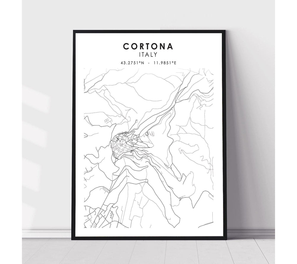 Cortona, Italy Scandinavian Style Map Print 