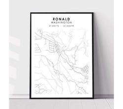 Ronald, Washington Scandinavian Map Print 