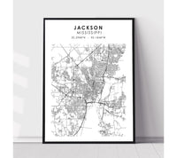 
              Jackson, Mississippi Scandinavian Map Print 
            