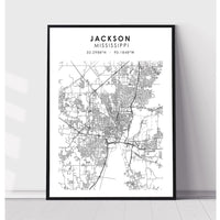Jackson, Mississippi Scandinavian Map Print 