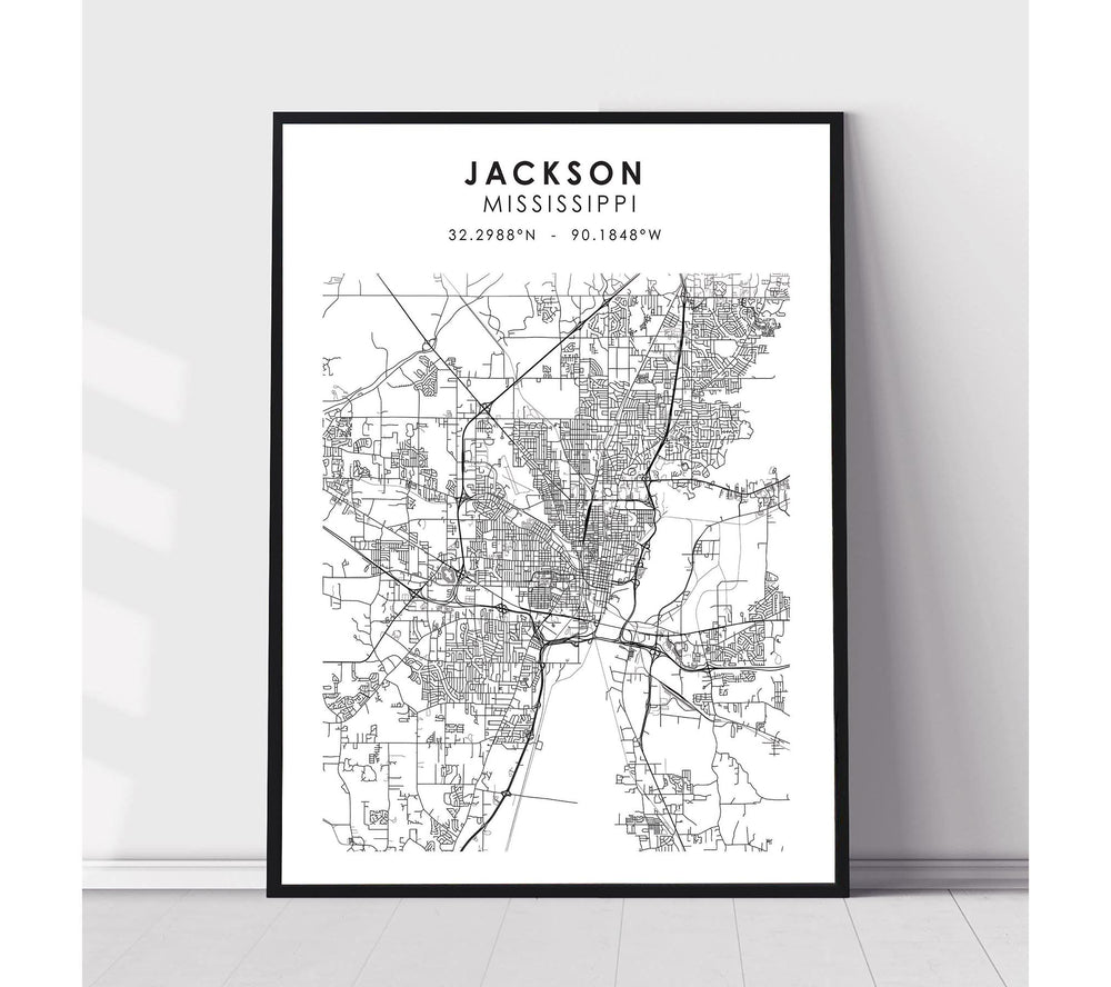 Jackson, Mississippi Scandinavian Map Print 