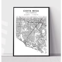 Costa Mesa, California Scandinavian Map Print 