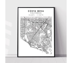 Costa Mesa, California Scandinavian Map Print 