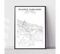 
              Atlantic Highlands, New Jersey Scandinavian Map Print 
            