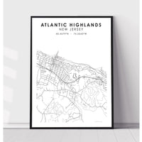 Atlantic Highlands, New Jersey Scandinavian Map Print 