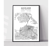
              Auckland, New Zealand Scandinavian Style Map Print 
            