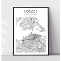 Auckland, New Zealand Scandinavian Style Map Print 