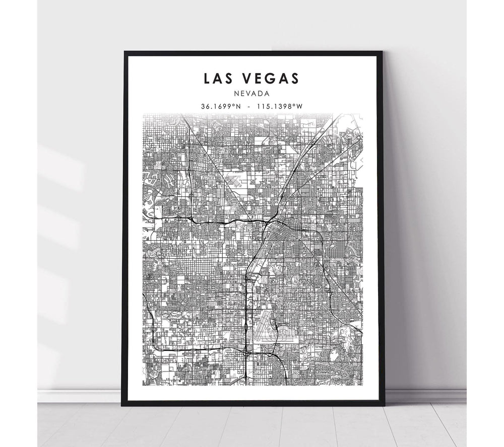 Las Vegas, Nevada Scandinavian Map Print 