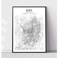 Bend, Oregon Scandinavian Map Print 