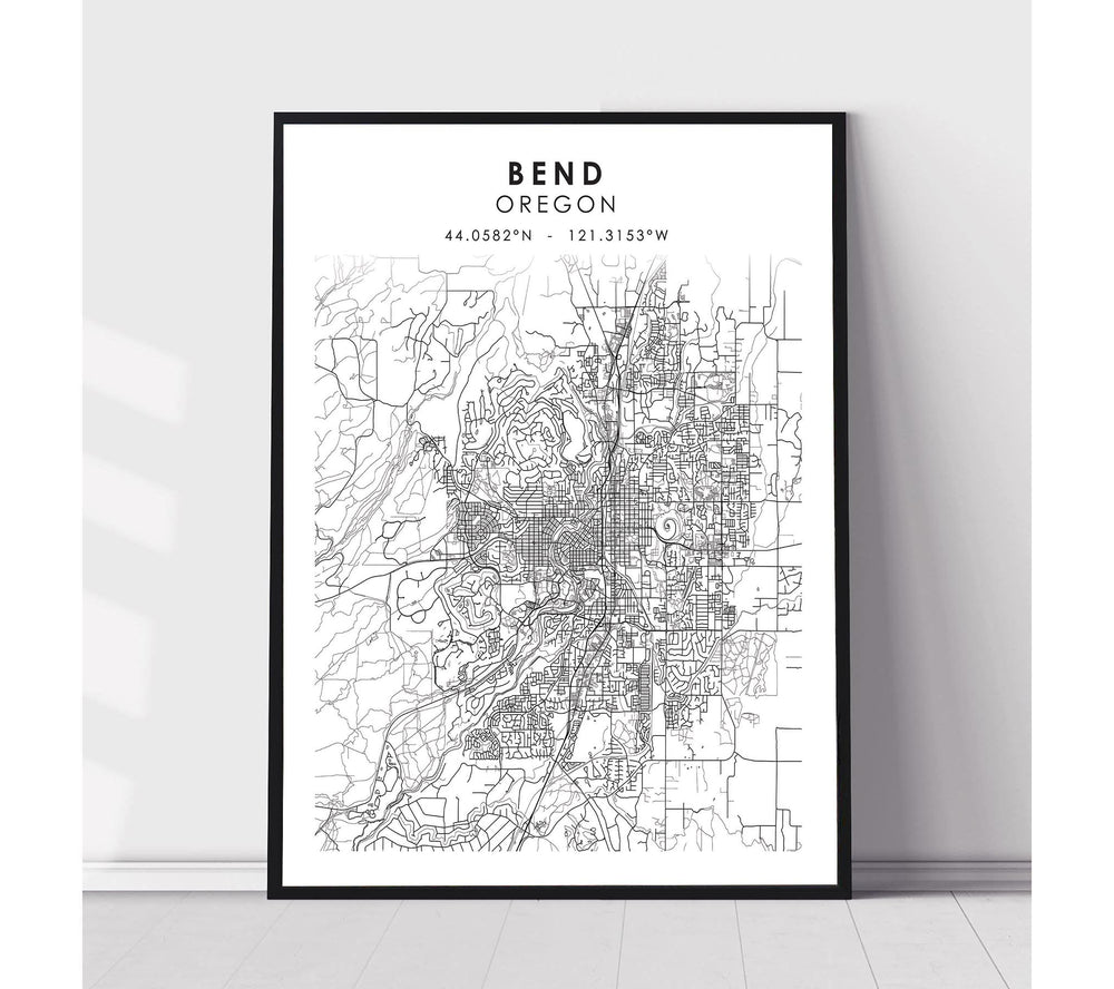 Bend, Oregon Scandinavian Map Print 