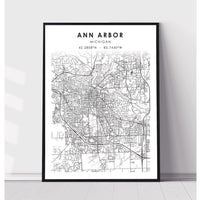 Ann Arbor, Michigan Scandinavian Map Print 
