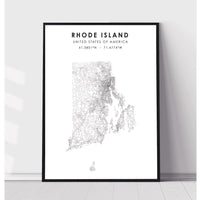 Rhode Island, United States Scandinavian Style Map Print 