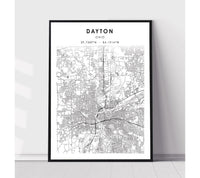 
              Dayton, Ohio Scandinavian Map Print 
            