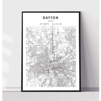 Dayton, Ohio Scandinavian Map Print 