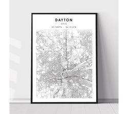 Dayton, Ohio Scandinavian Map Print 