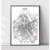Riga, Latvia Scandinavian Style Map Print 