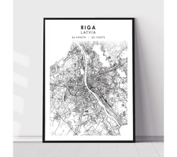 Riga, Latvia Scandinavian Style Map Print 