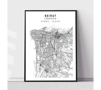 
              Beirut, Lebanon Scandinavian Style Map Print 
            