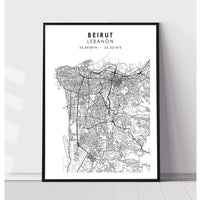 Beirut, Lebanon Scandinavian Style Map Print 