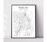 
              Rocky Hill, Connecticut Scandinavian Map Print 
            