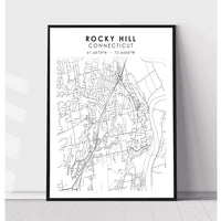 Rocky Hill, Connecticut Scandinavian Map Print 