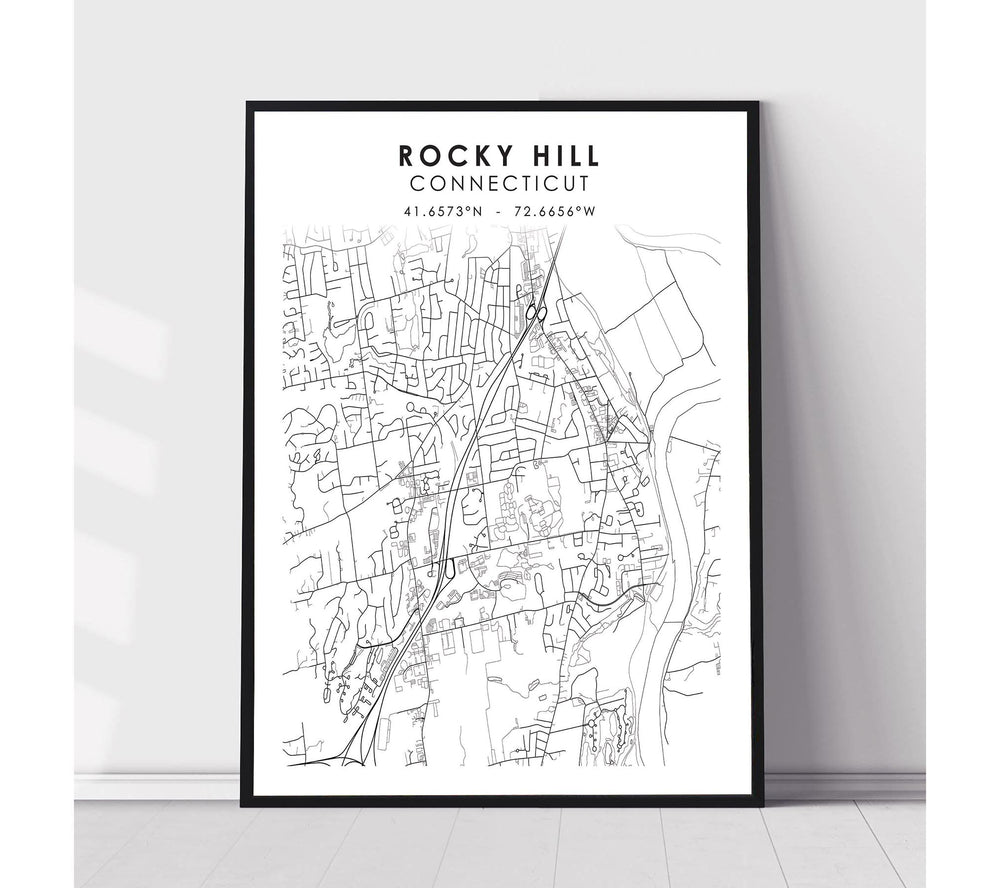 Rocky Hill, Connecticut Scandinavian Map Print 