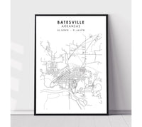 
              Batesville, Arkansas Scandinavian Map Print 
            
