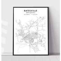 Batesville, Arkansas Scandinavian Map Print 