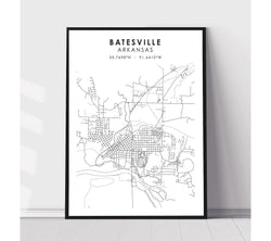 Batesville, Arkansas Scandinavian Map Print 